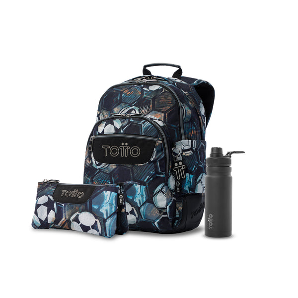 Pack Escolar Menino - Mochila + Estojo 3 compartimentos + Garrafa de 550ml