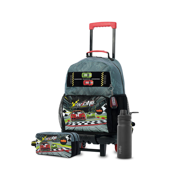 Pack escolar Niño Grand Prix - Mochila + Estuche + Botella de 550ml