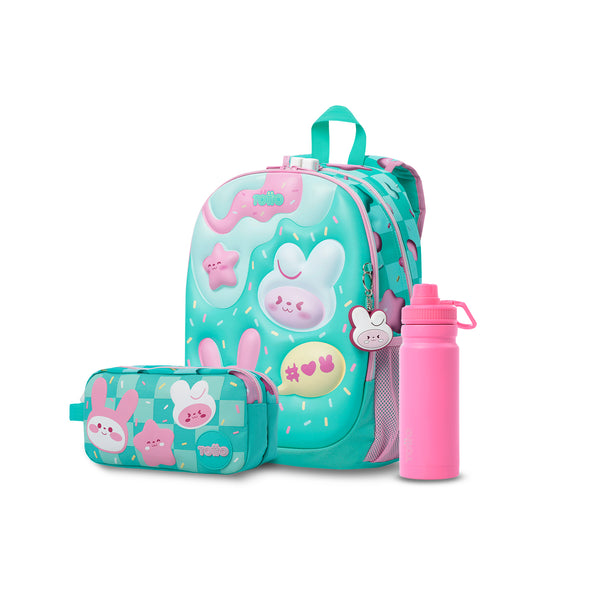 Pack escolar Menina Bunny Pump - Mochila + Estojo + Garrafa de 550ml
