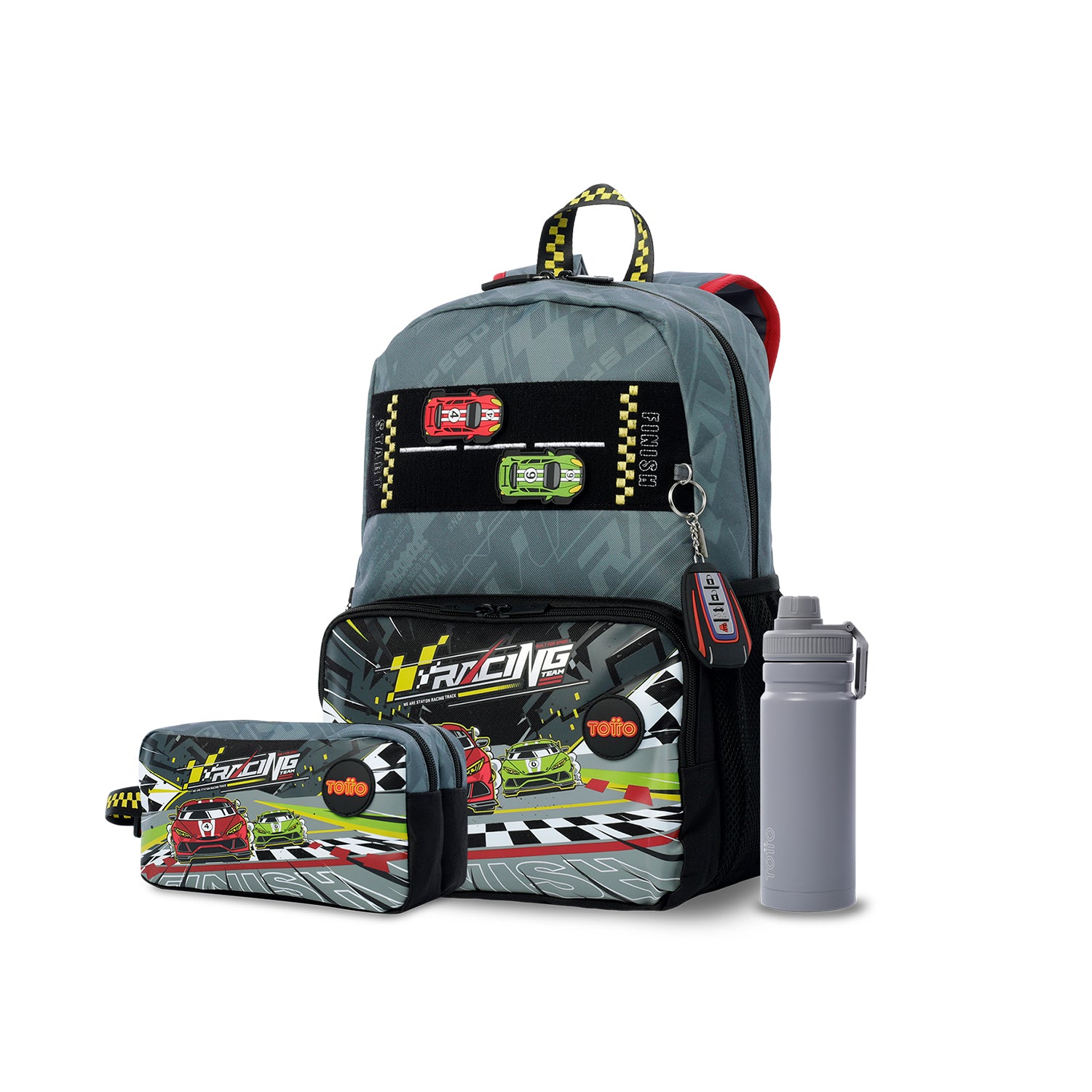 Pack Escolar Menino Grand Prix - Mochila + Estojo + Garrafa de 550ml