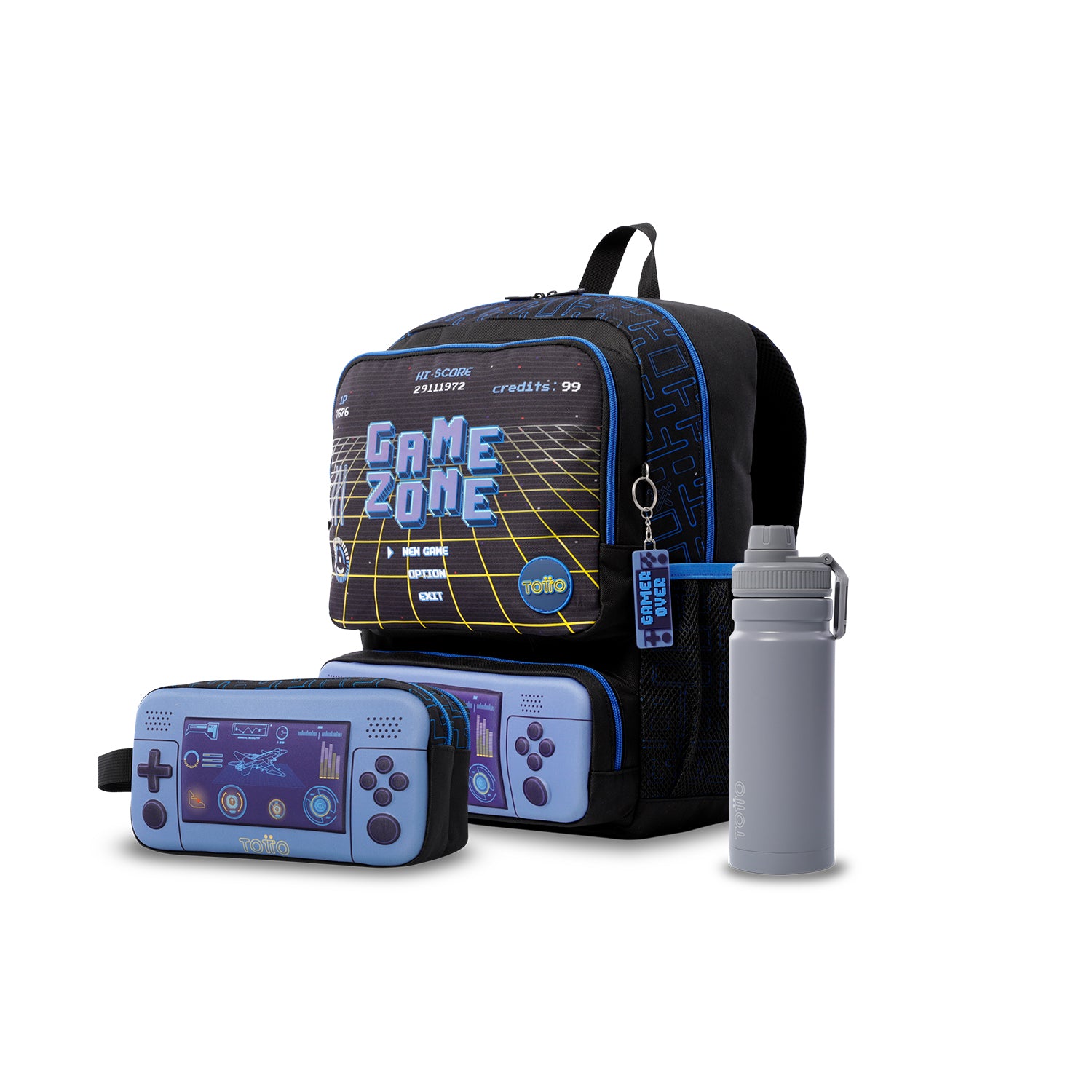 Pack escolar Menino Vortex - Mochila + Estojo + Garrafa de 550ml