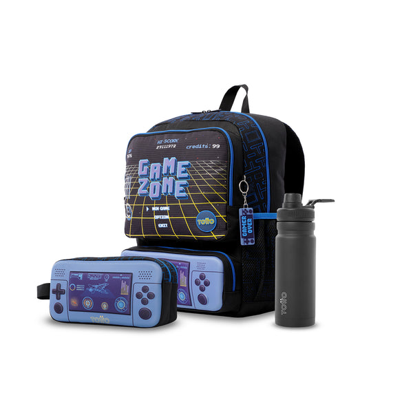 Pack escolar Menino Vortex - Mochila + Estojo + Garrafa de 550ml